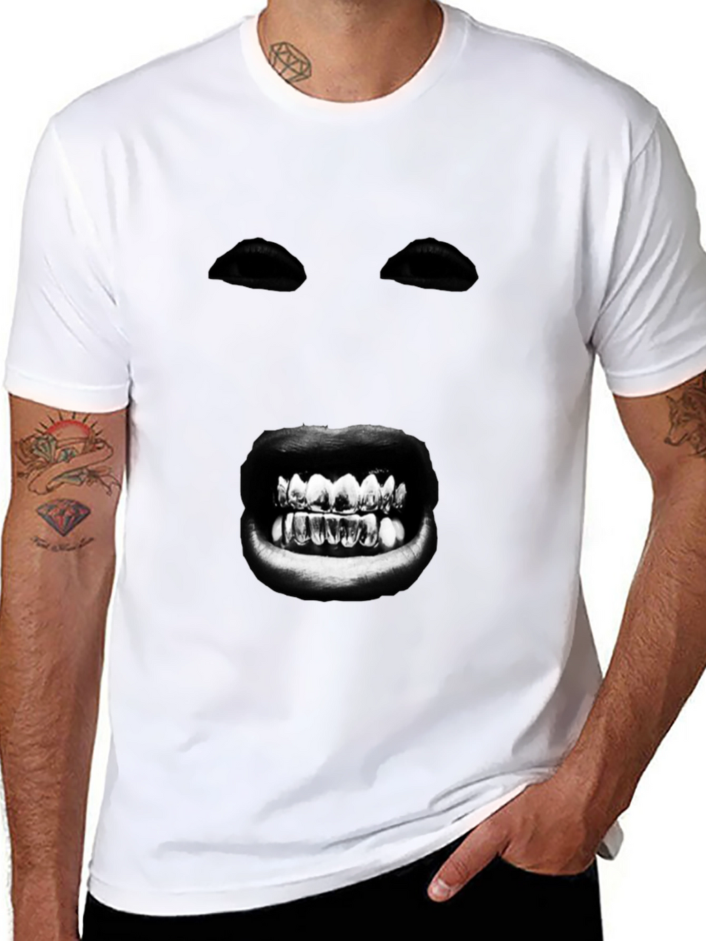 Mysterious Face Graphic T-Shirt - Bold Black Tee