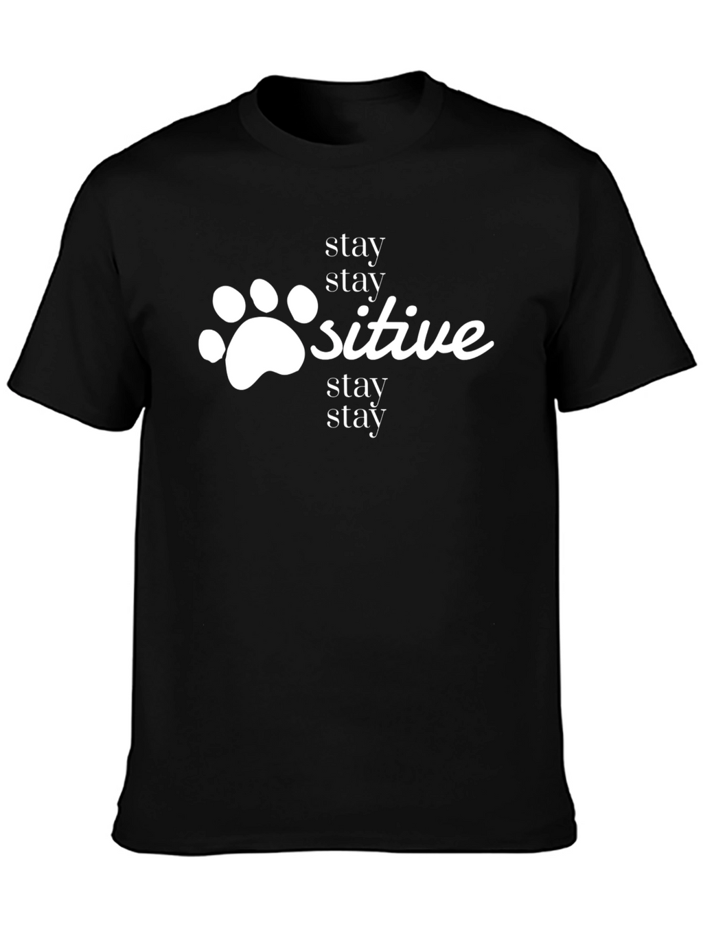 Stay Positive Paw Print Black Tee