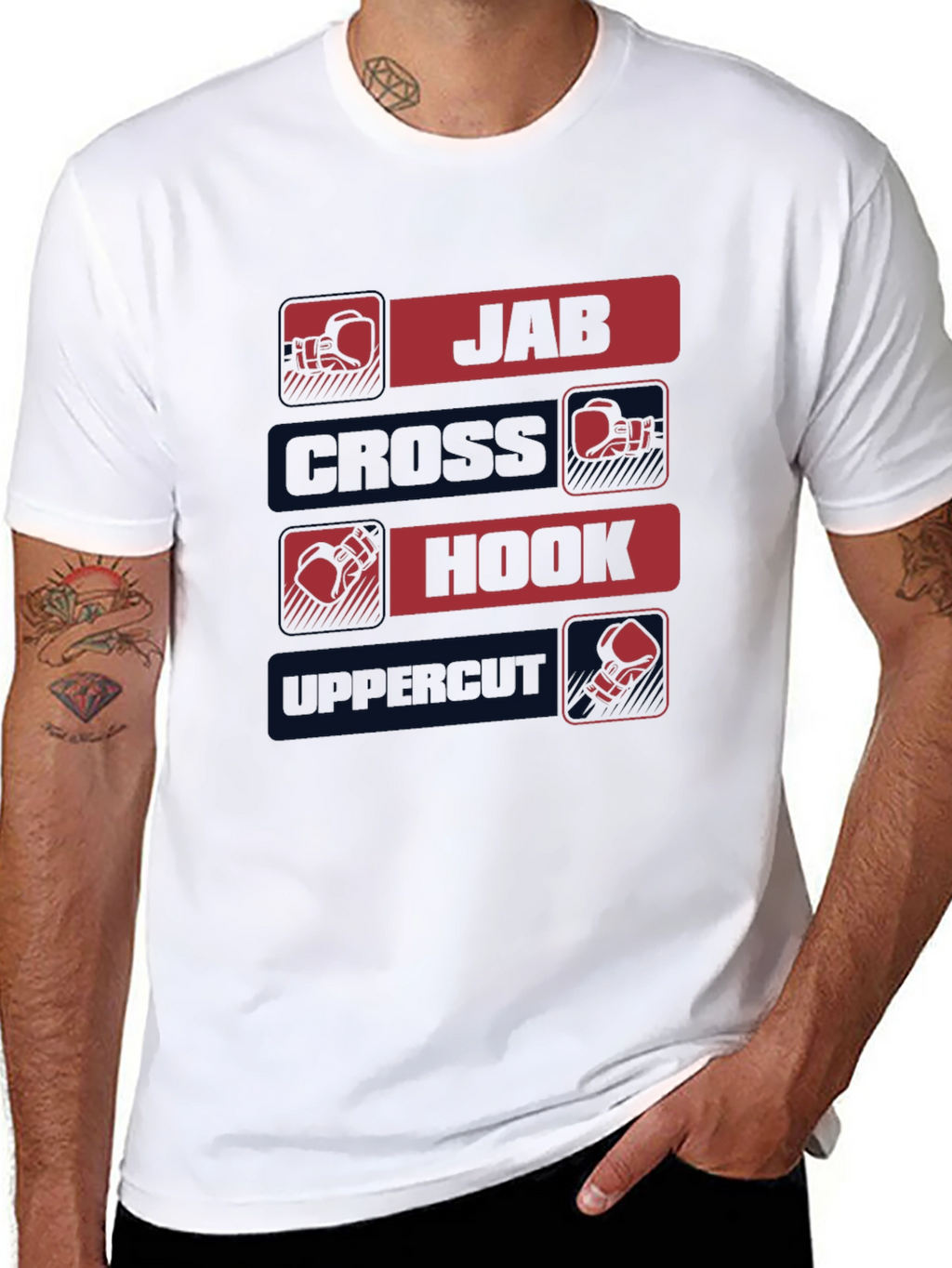 Boxing Punches Graphic T-Shirt - Jab Cross Hook Uppercut