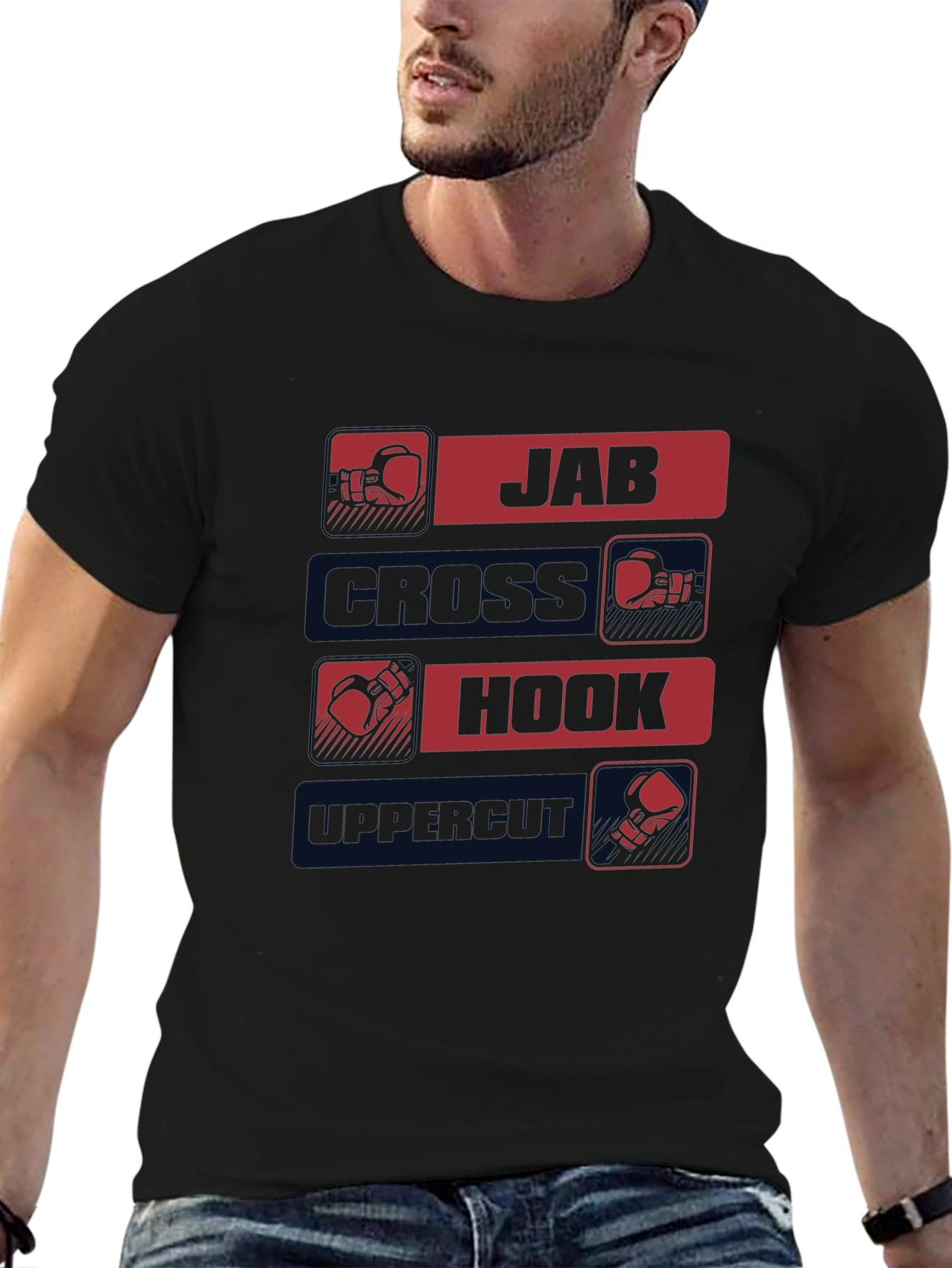 Boxing Punches Graphic T-Shirt - Jab Cross Hook Uppercut