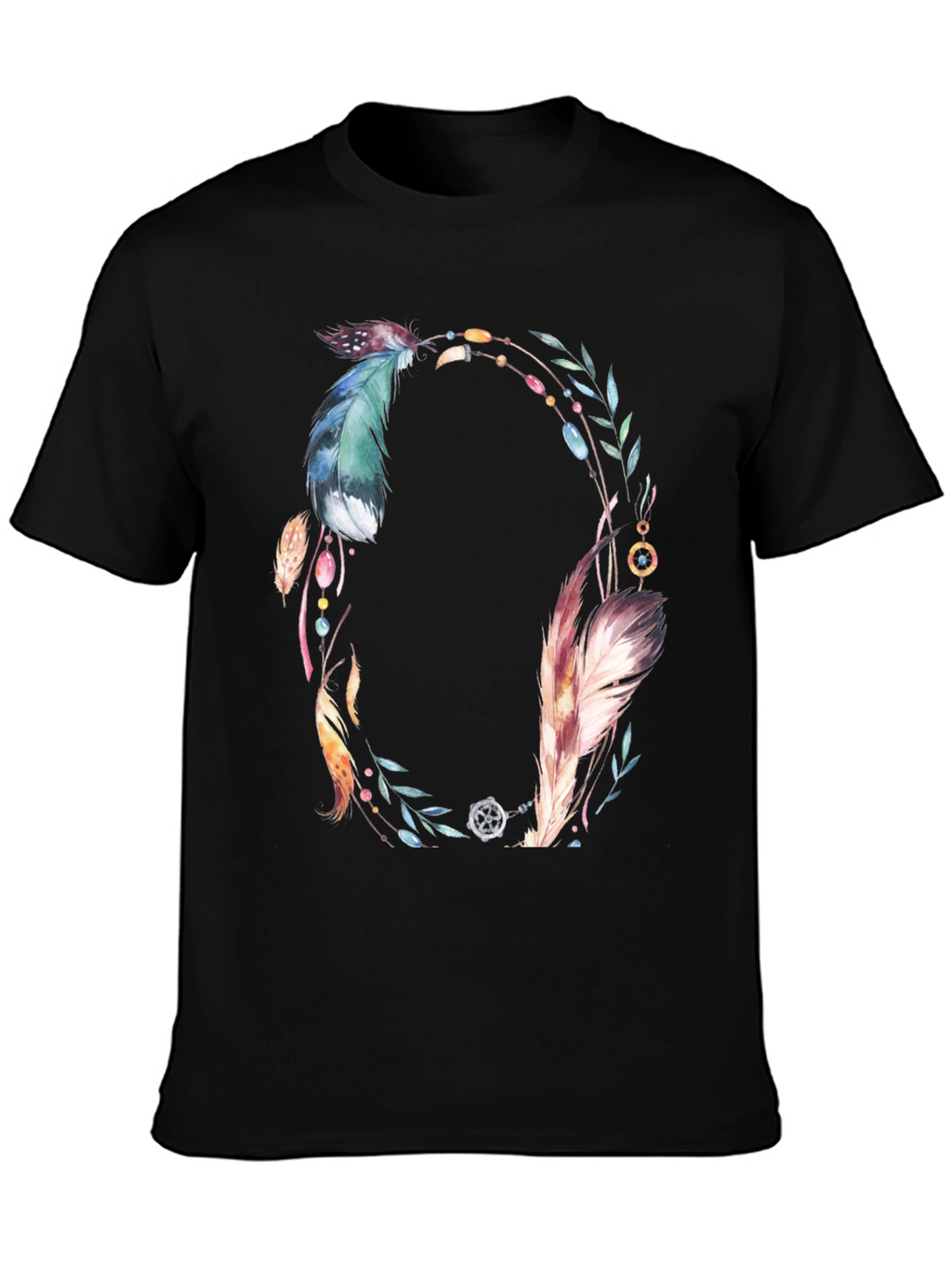 Feather Wreath Graphic Tee - Boho Style