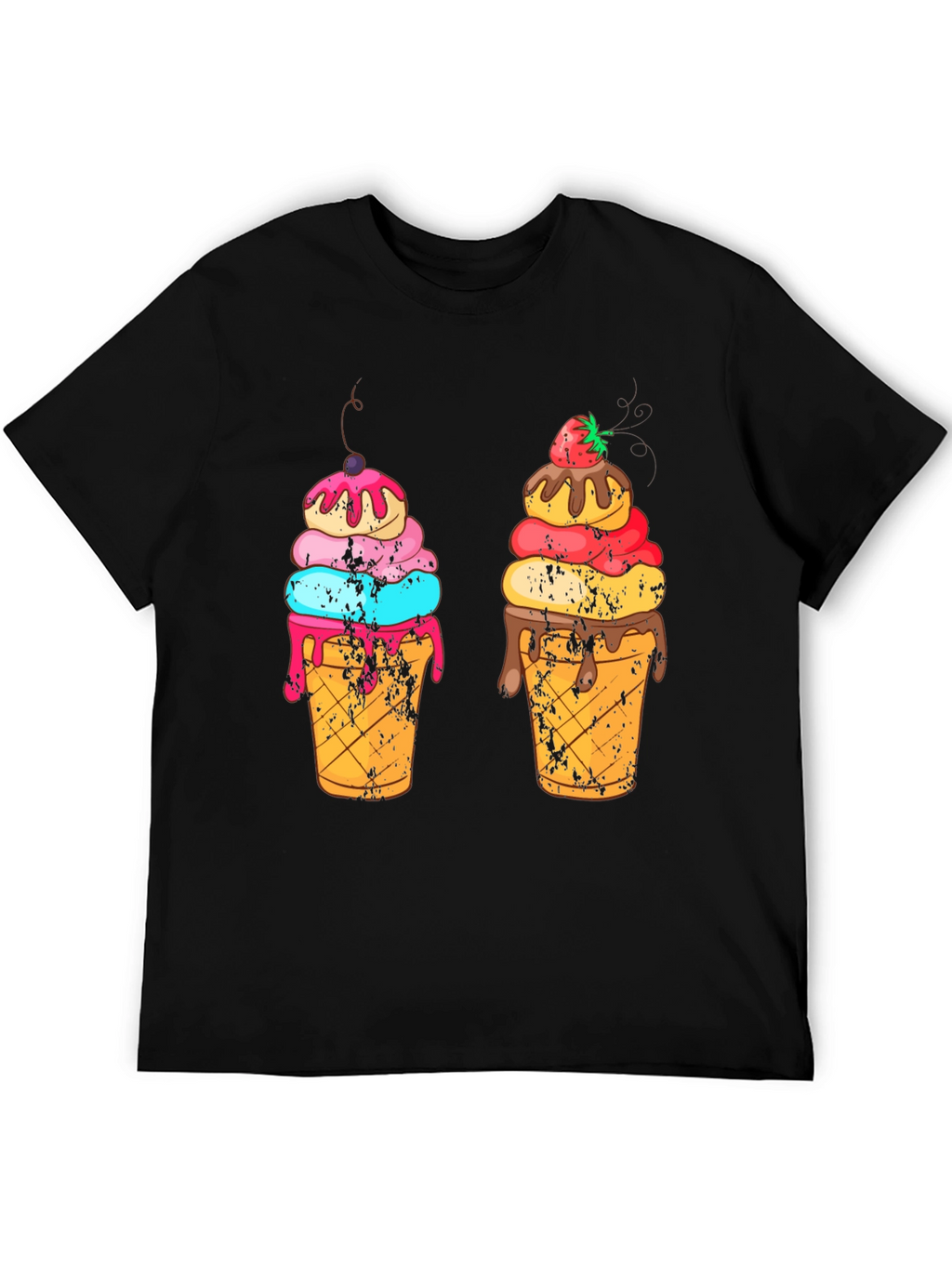 Ice Cream Cone Graphic Black T-Shirt