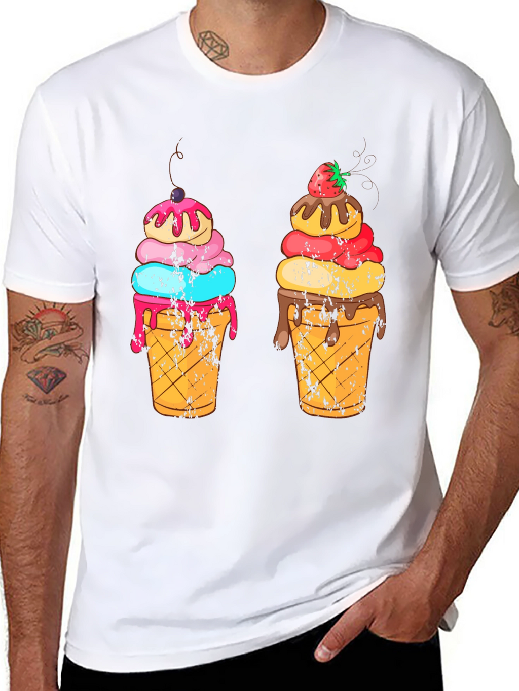 Ice Cream Cone Graphic Black T-Shirt