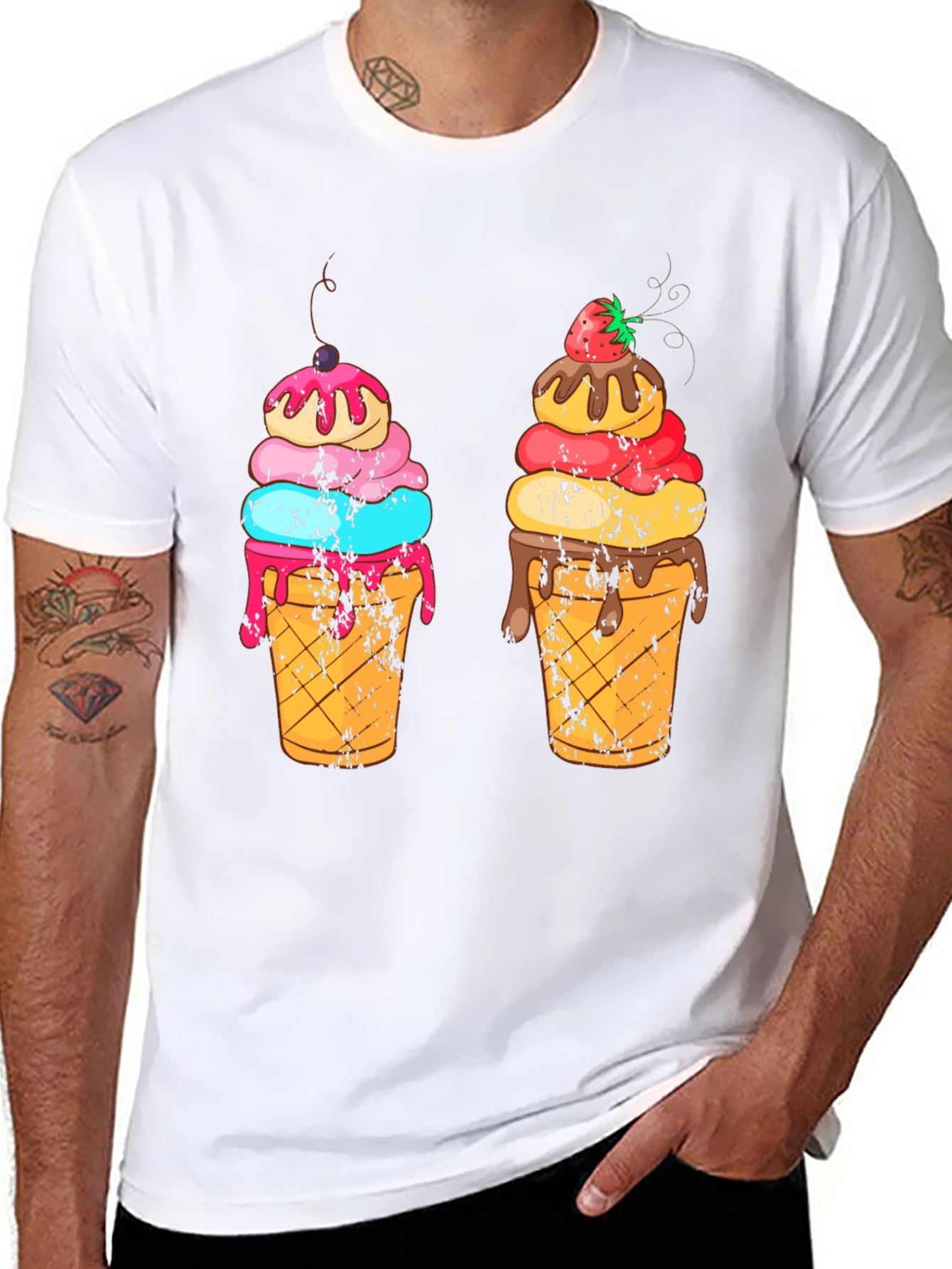 Ice Cream Cone Graphic Black T-Shirt
