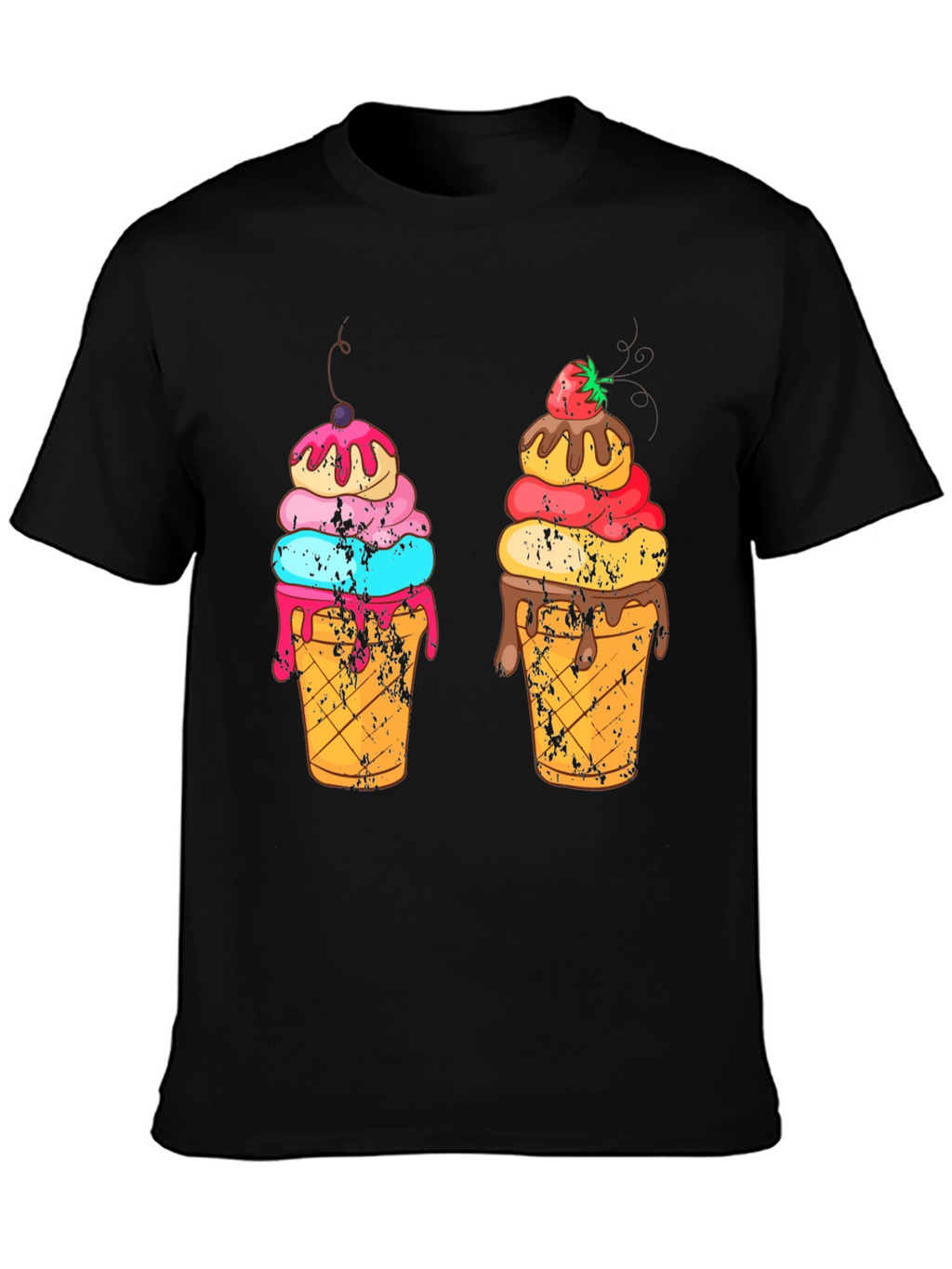 Ice Cream Cone Graphic Black T-Shirt