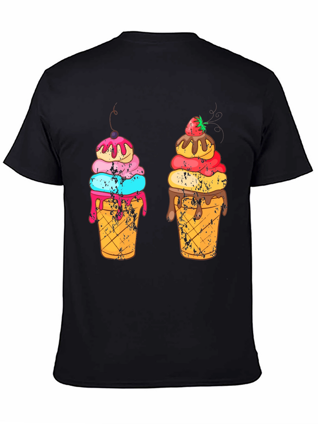 Ice Cream Cone Graphic Black T-Shirt