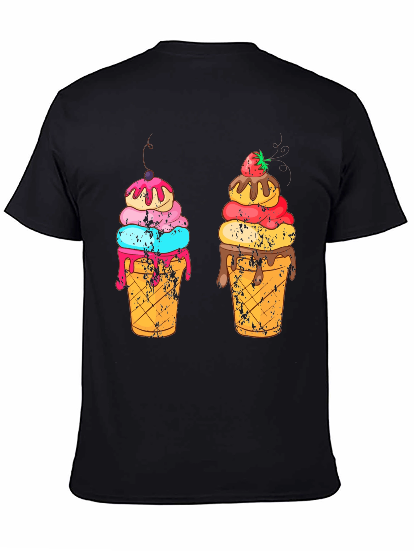 Ice Cream Cone Graphic Black T-Shirt
