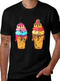 Ice Cream Cone Graphic Black T-Shirt