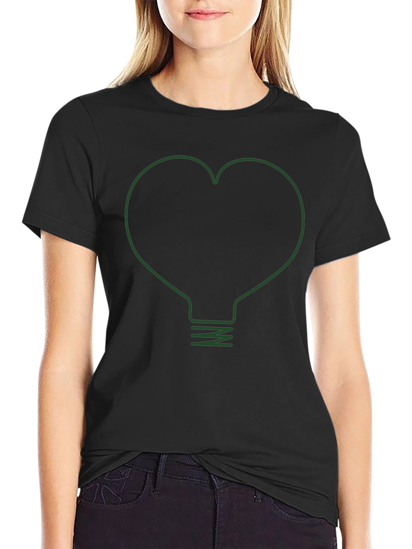 Heart Lightbulb Graphic Tee - Modern Black T-Shirt
