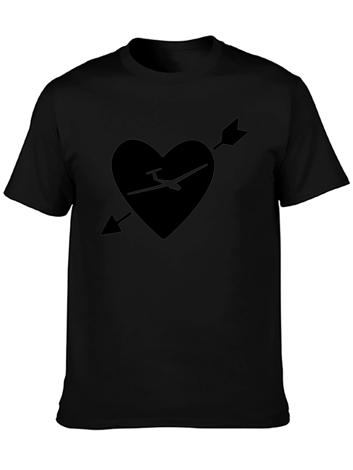 Heart Arrow Plane Tee - Black Graphic T-Shirt