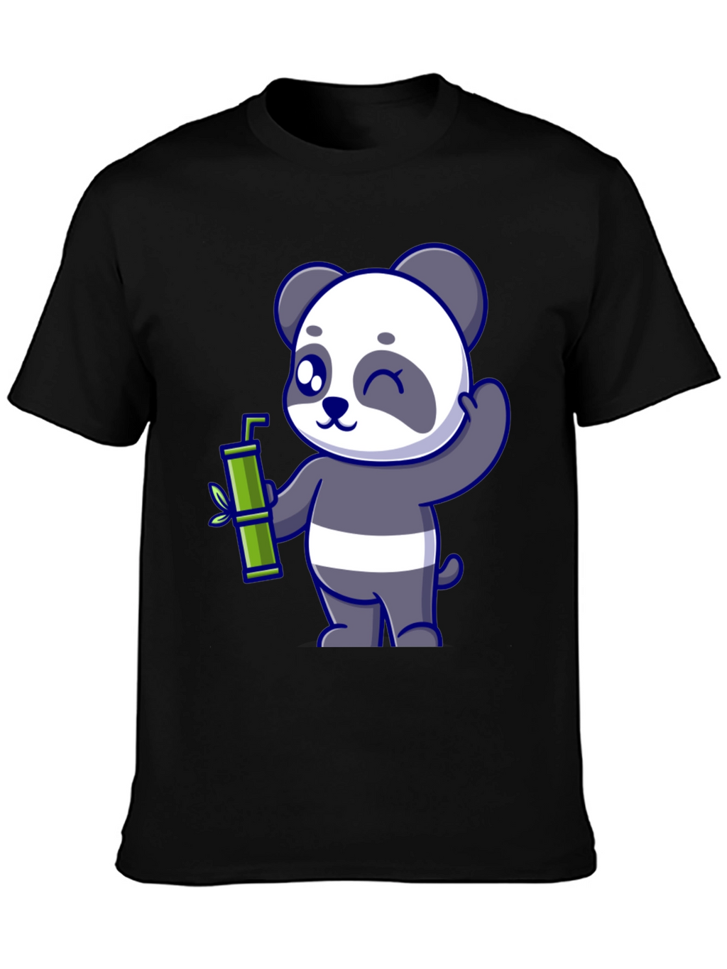Cute Panda Bamboo T-Shirt - Black