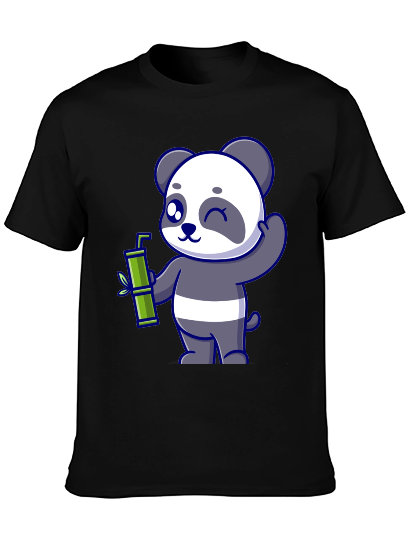 Cute Panda Bamboo T-Shirt - Black