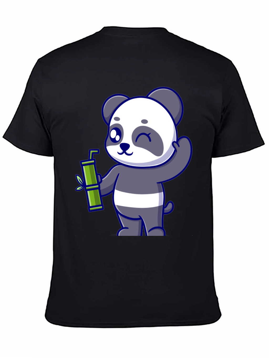 Cute Panda Bamboo T-Shirt - Black