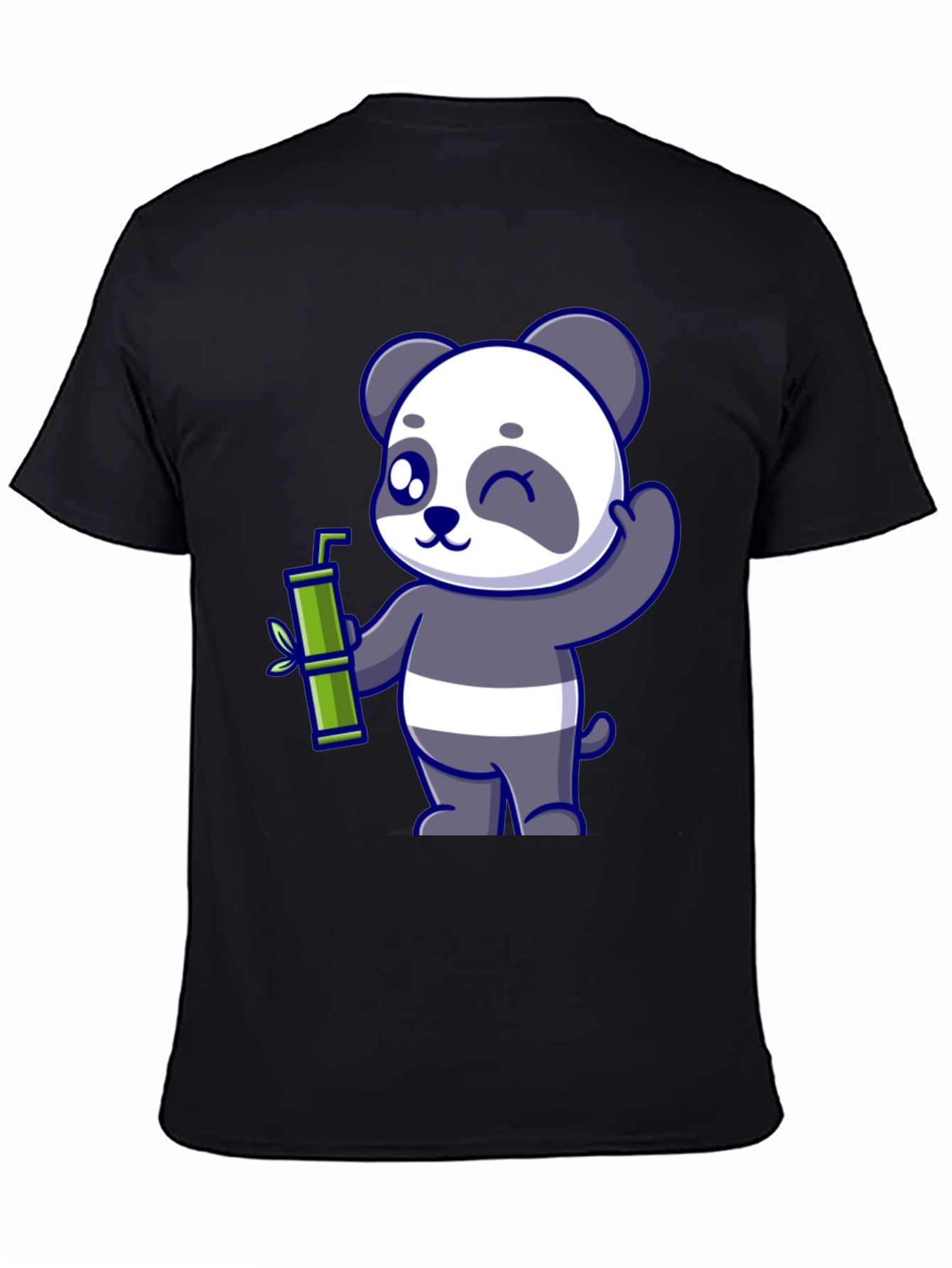 Cute Panda Bamboo T-Shirt - Black
