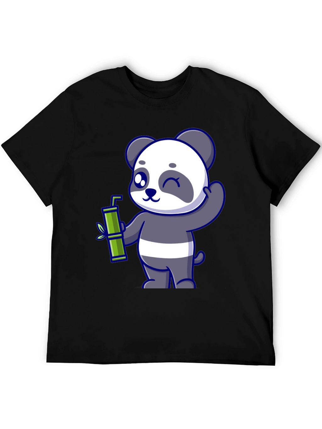 Cute Panda Bamboo T-Shirt - Black