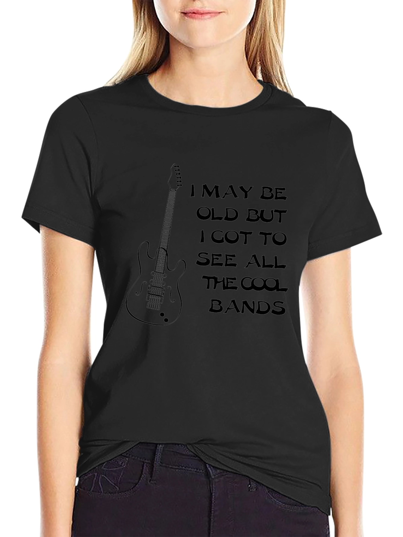 I May Be Old Cool Bands Guitar Graphic Tee