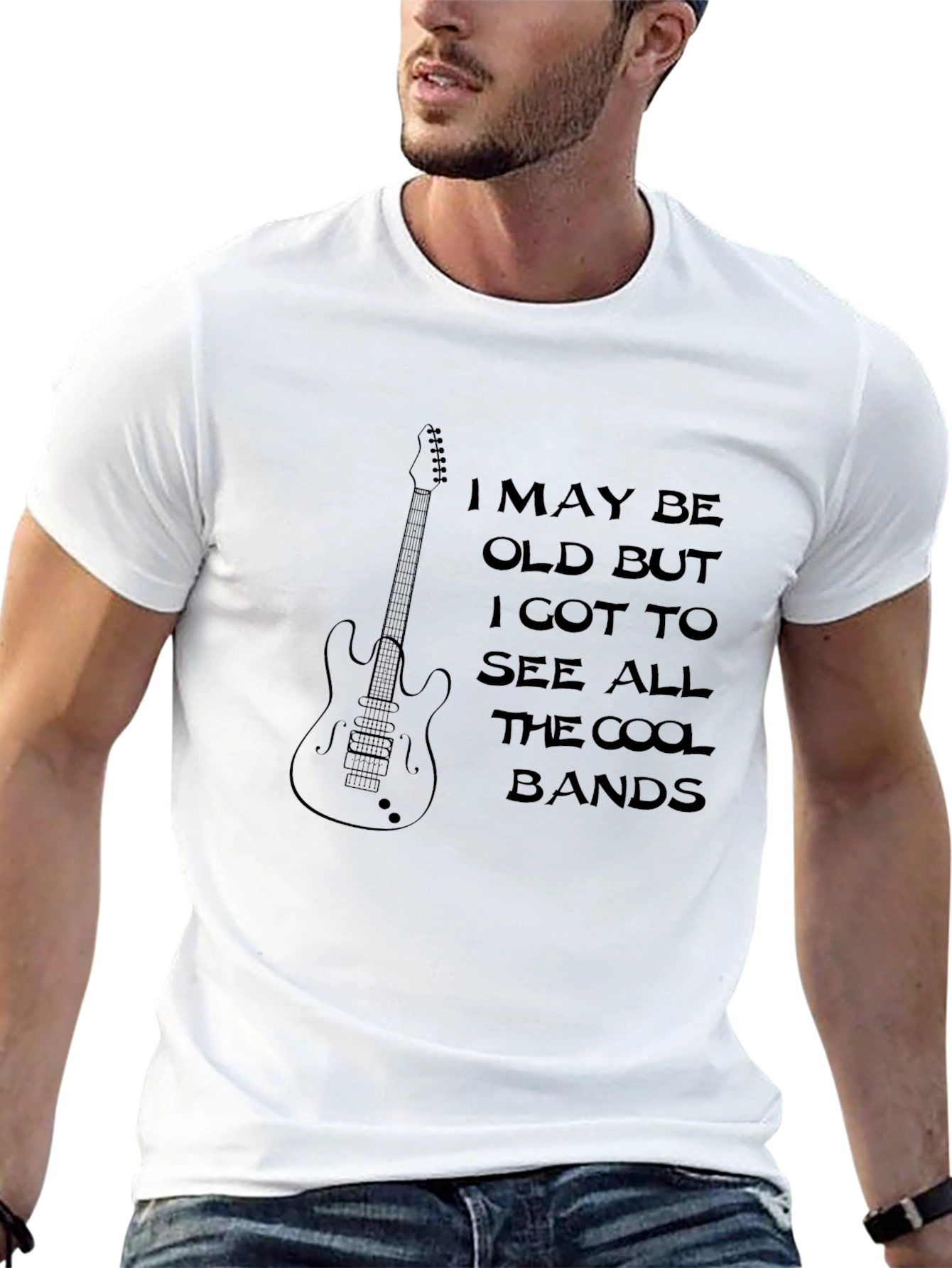 I May Be Old Cool Bands Guitar Graphic Tee
