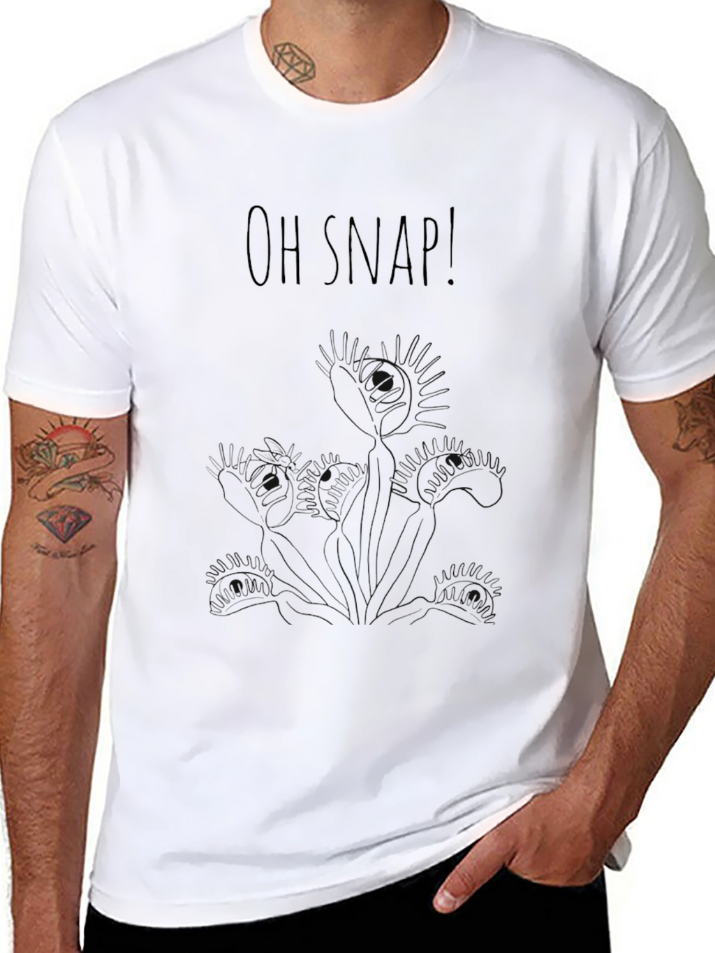 Oh Snap! Venus Flytrap Graphic Black T-Shirt