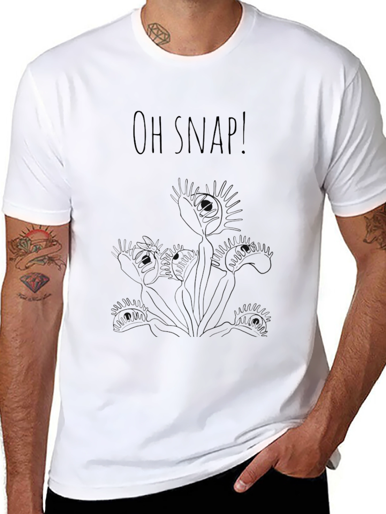 Oh Snap! Venus Flytrap Graphic Black T-Shirt