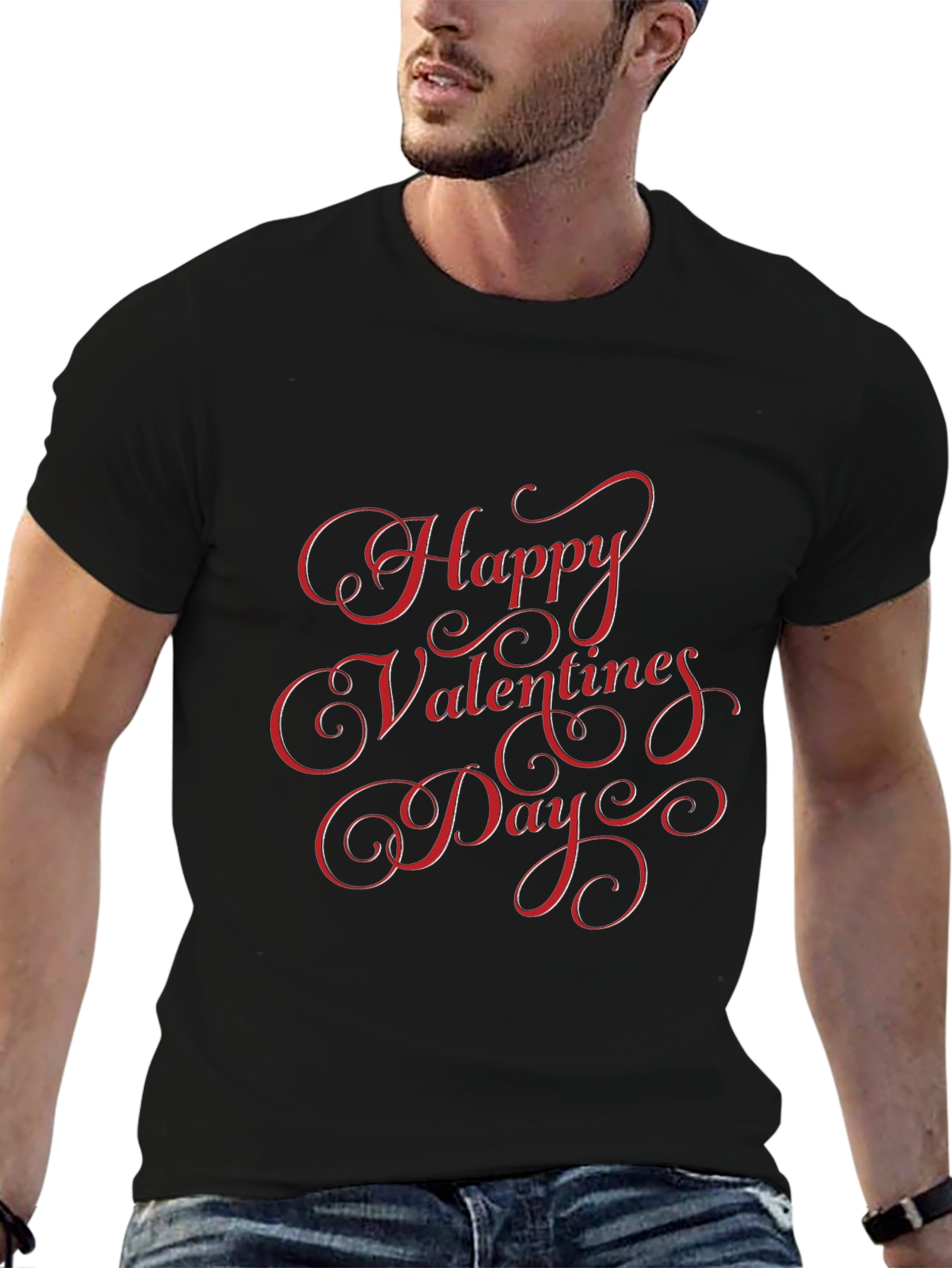 Happy Valentines Day Black T-Shirt