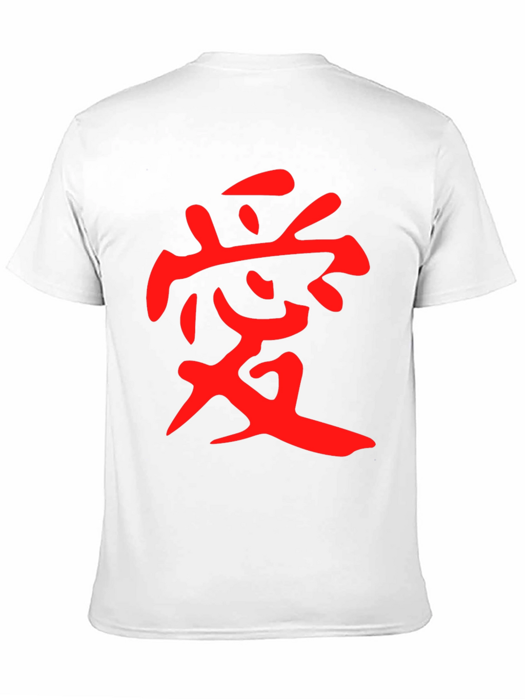 Black T-Shirt with Red Japanese Kanji Love Design