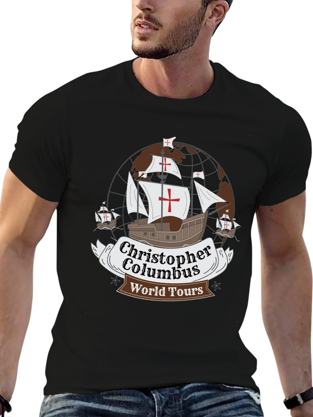 Christopher Columbus World Tours Black T-Shirt