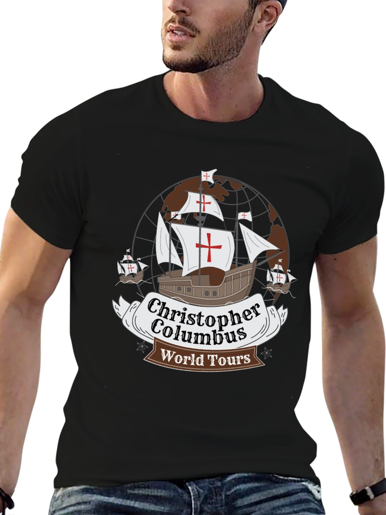 Christopher Columbus World Tours Black T-Shirt