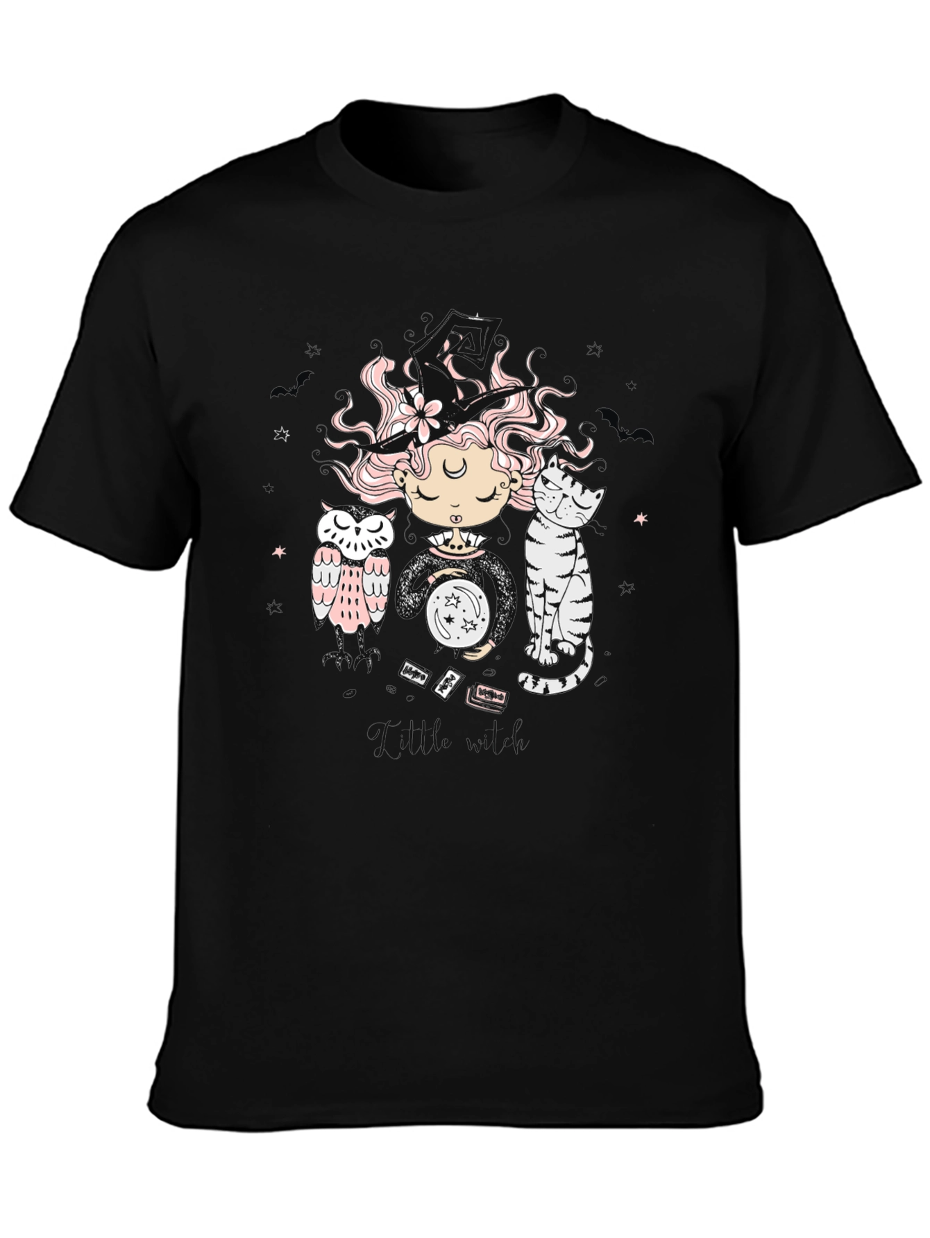 Mystic Witch T-Shirt - Cat & Owl Graphic Tee