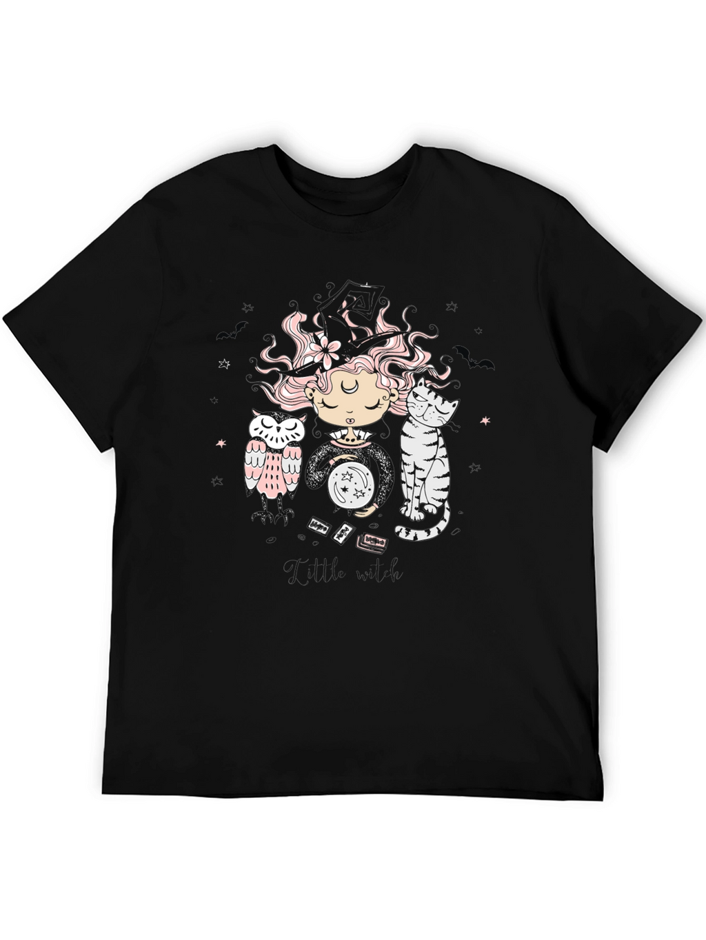 Mystic Witch T-Shirt - Cat & Owl Graphic Tee