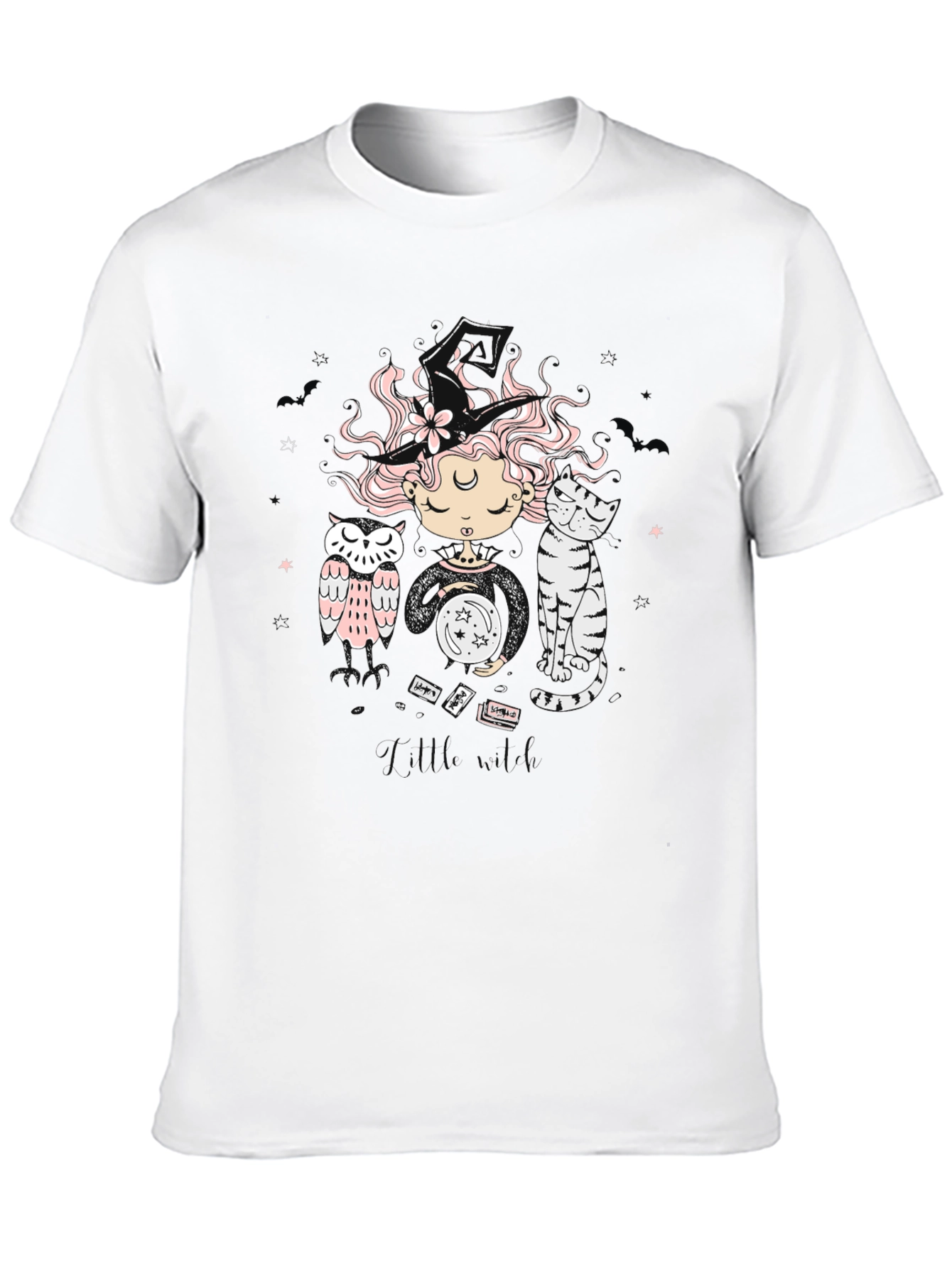 Mystic Witch T-Shirt - Cat & Owl Graphic Tee