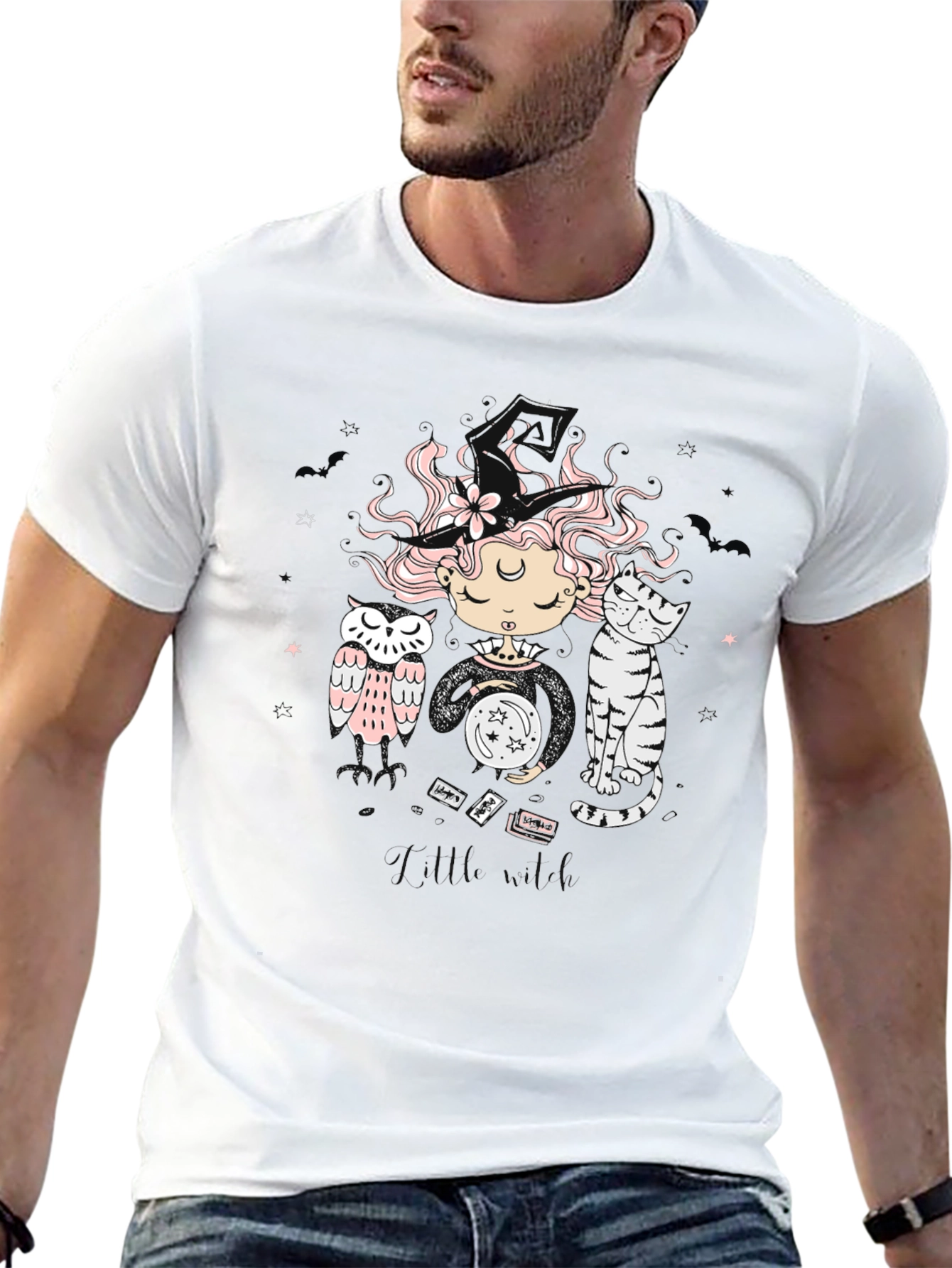 Mystic Witch T-Shirt - Cat & Owl Graphic Tee