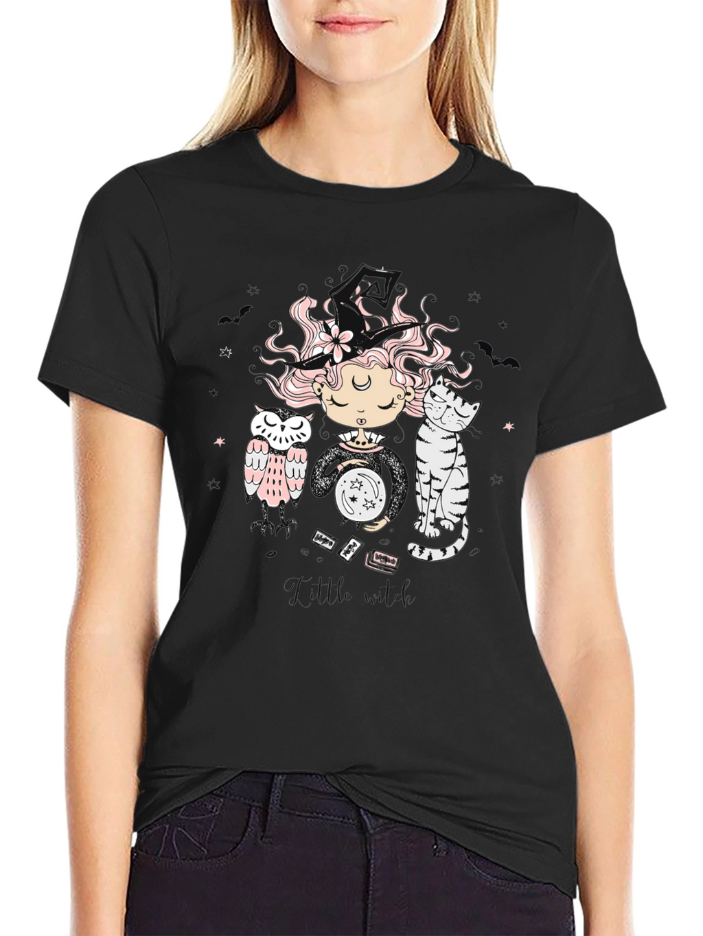 Mystic Witch T-Shirt - Cat & Owl Graphic Tee