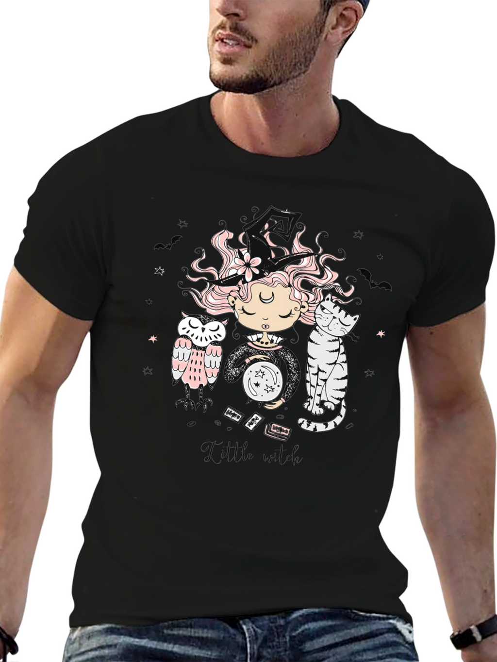 Mystic Witch T-Shirt - Cat & Owl Graphic Tee