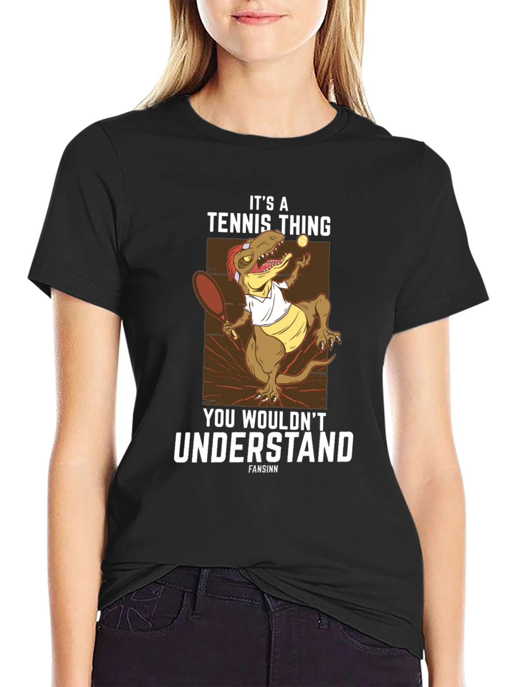 Tennis Dinosaur Graphic T-Shirt