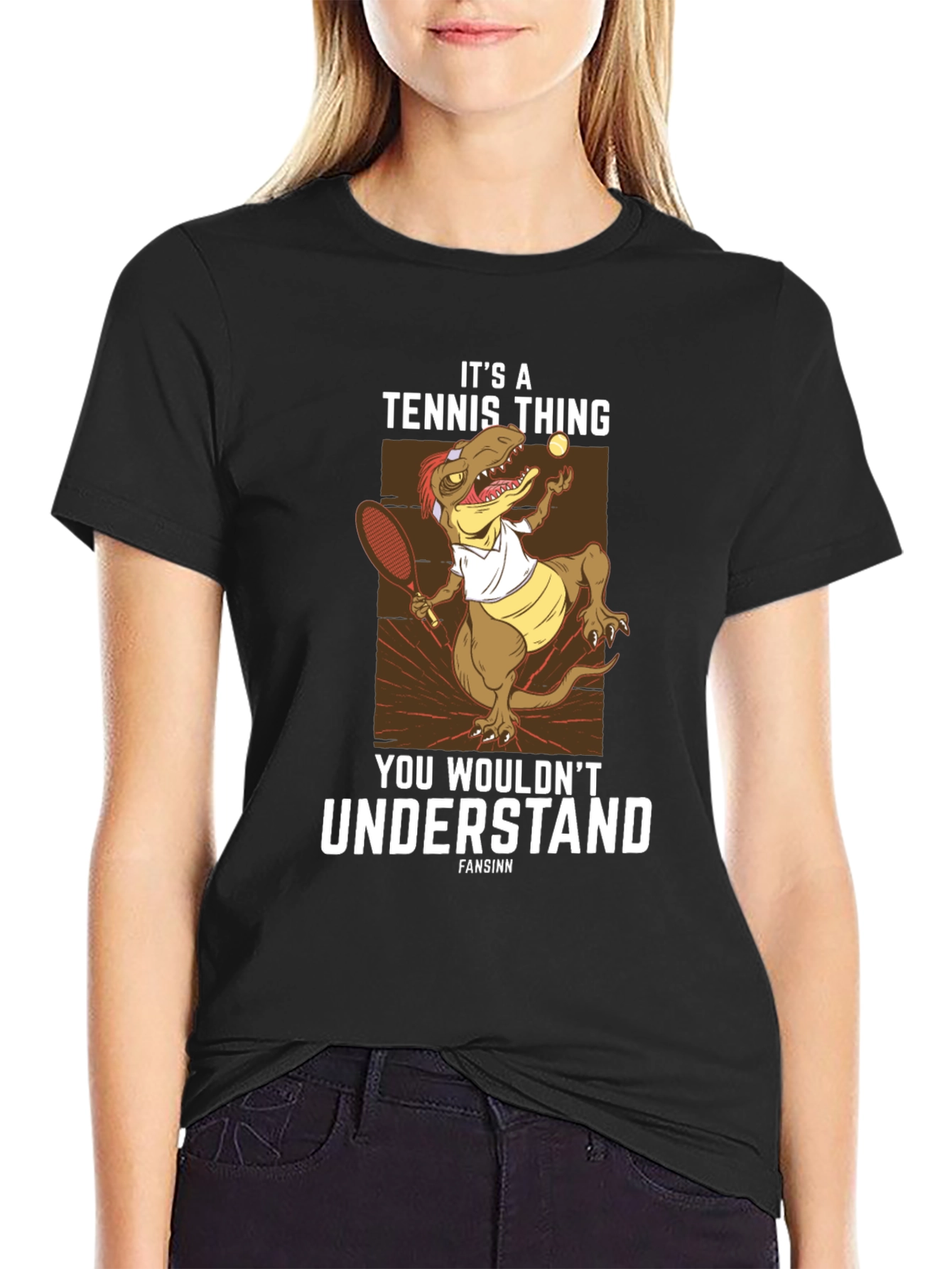 Tennis Dinosaur Graphic T-Shirt
