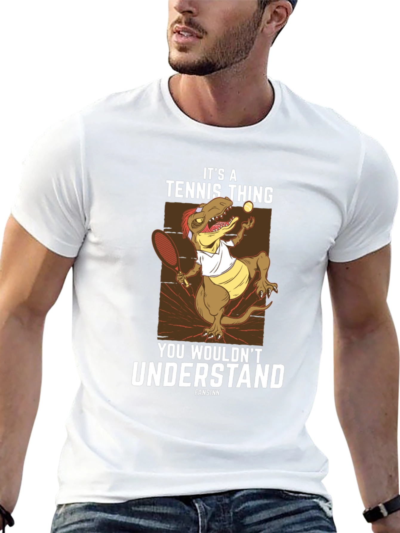 Tennis Dinosaur Graphic T-Shirt