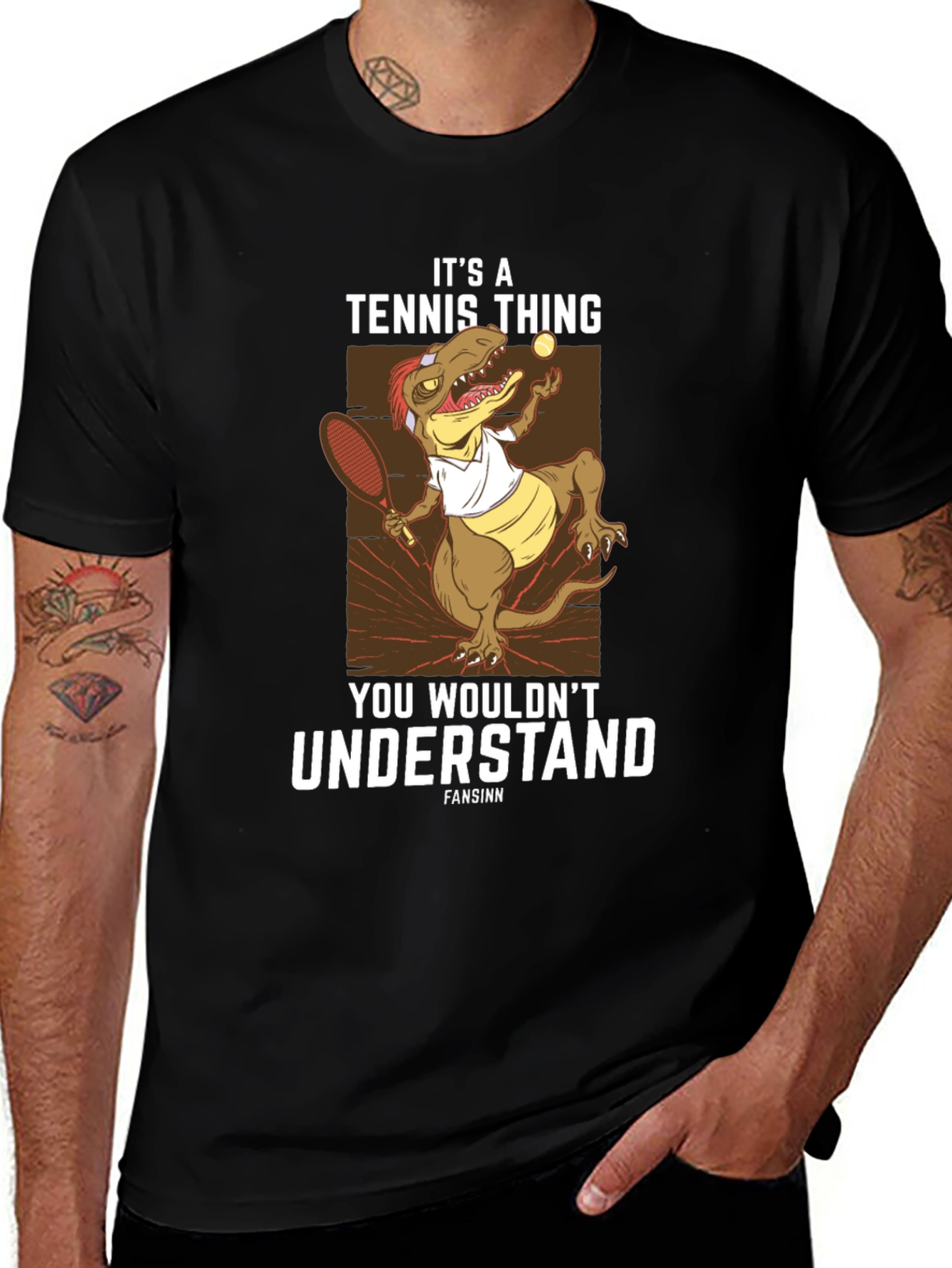 Tennis Dinosaur Graphic T-Shirt