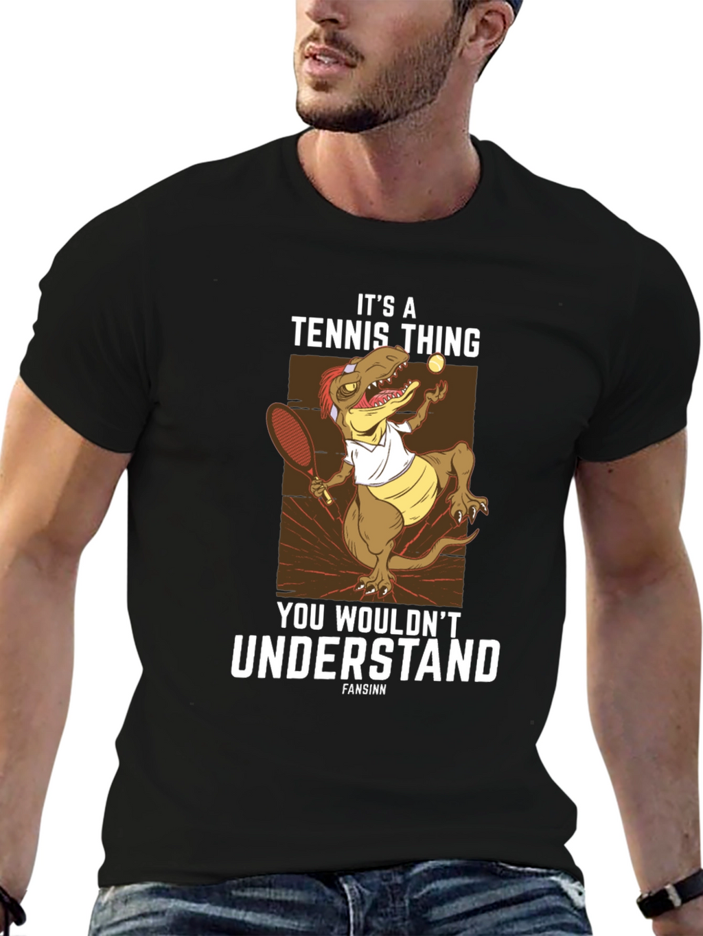 Tennis Dinosaur Graphic T-Shirt