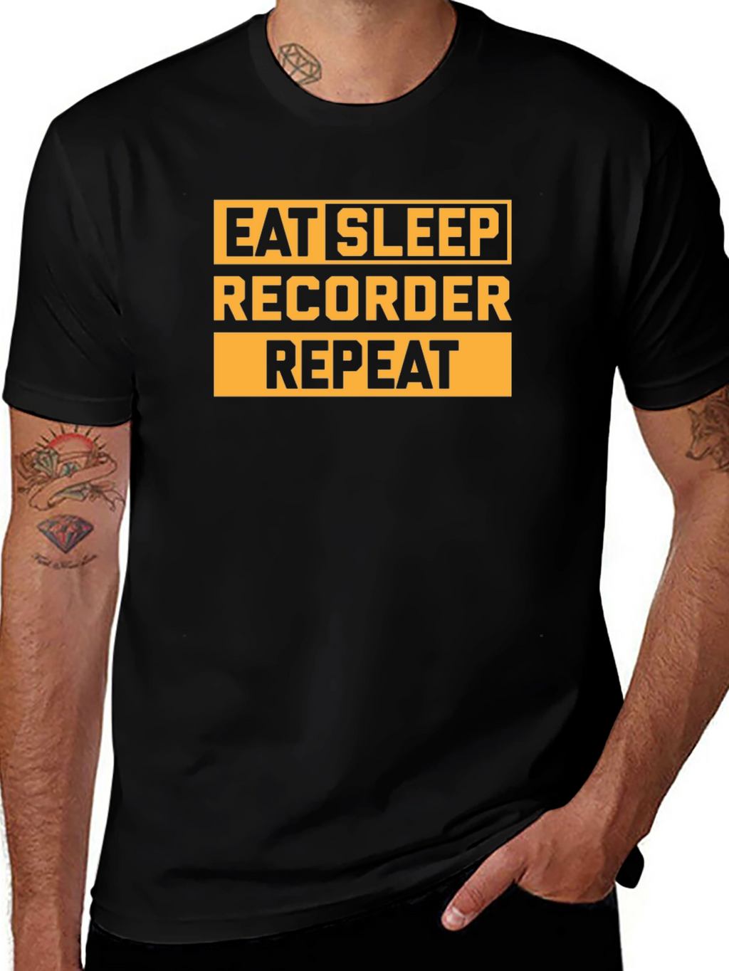 Eat Sleep Recorder Repeat Graphic Tee