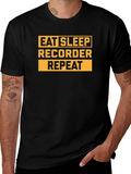 Eat Sleep Recorder Repeat Graphic Tee