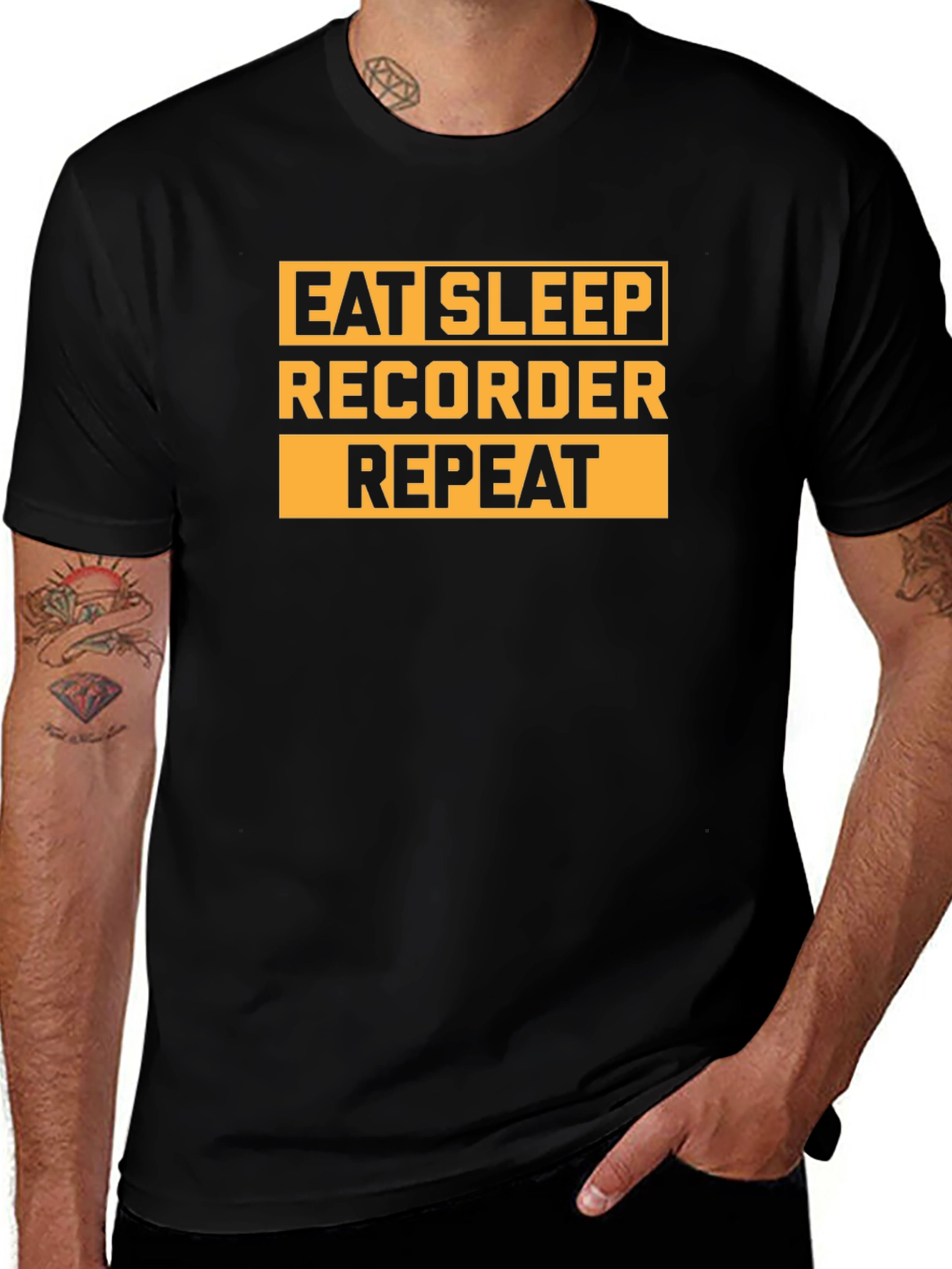 Eat Sleep Recorder Repeat Graphic Tee
