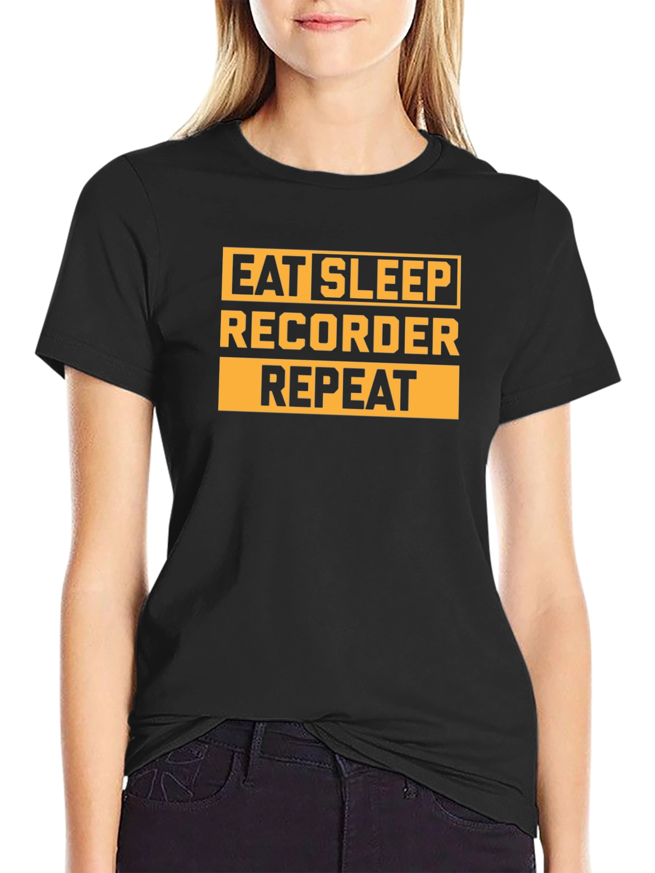 Eat Sleep Recorder Repeat Graphic Tee