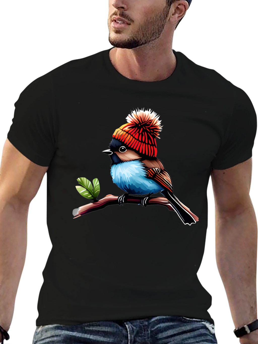 Bird in Hat Graphic Tee - Trendy Unisex Shirt