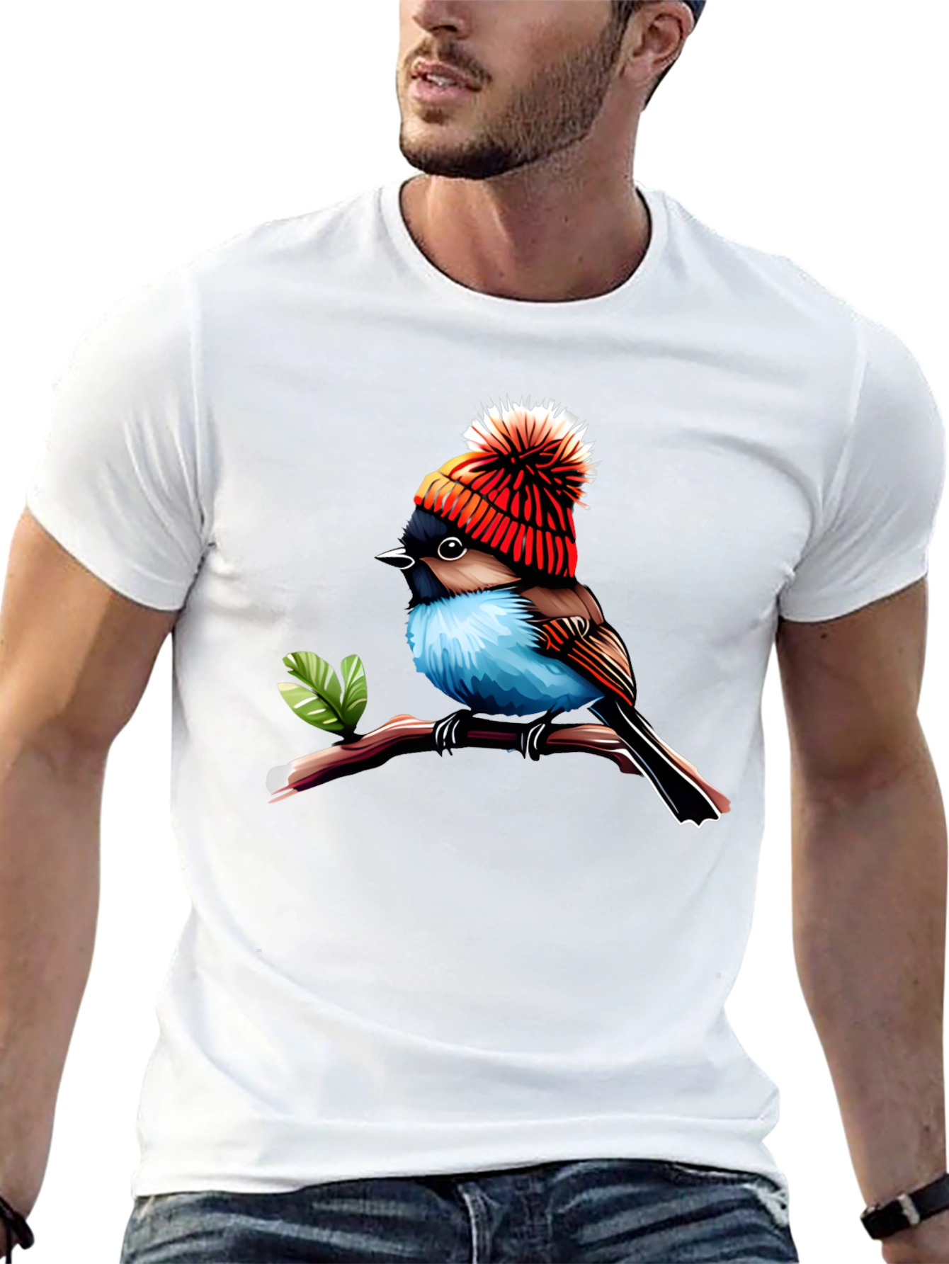 Bird in Hat Graphic Tee - Trendy Unisex Shirt