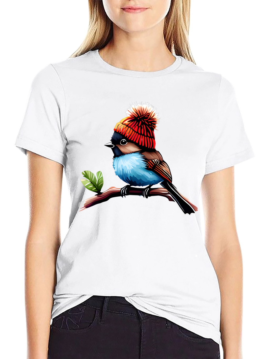 Bird in Hat Graphic Tee - Trendy Unisex Shirt