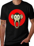 Monkey Graphic T-Shirt - Black Crew Neck