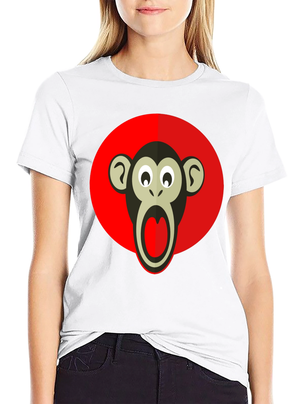 Monkey Graphic T-Shirt - Black Crew Neck