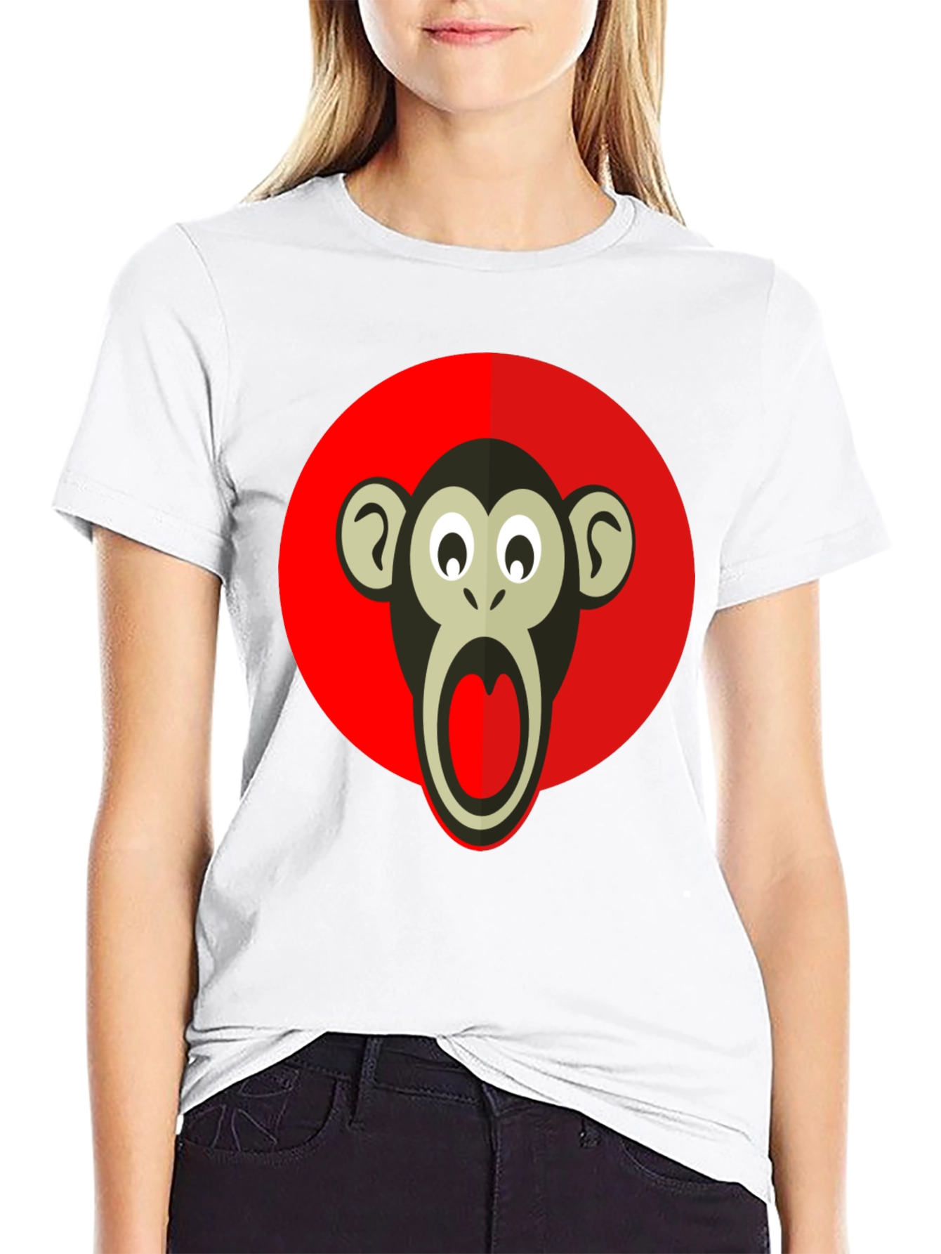 Monkey Graphic T-Shirt - Black Crew Neck