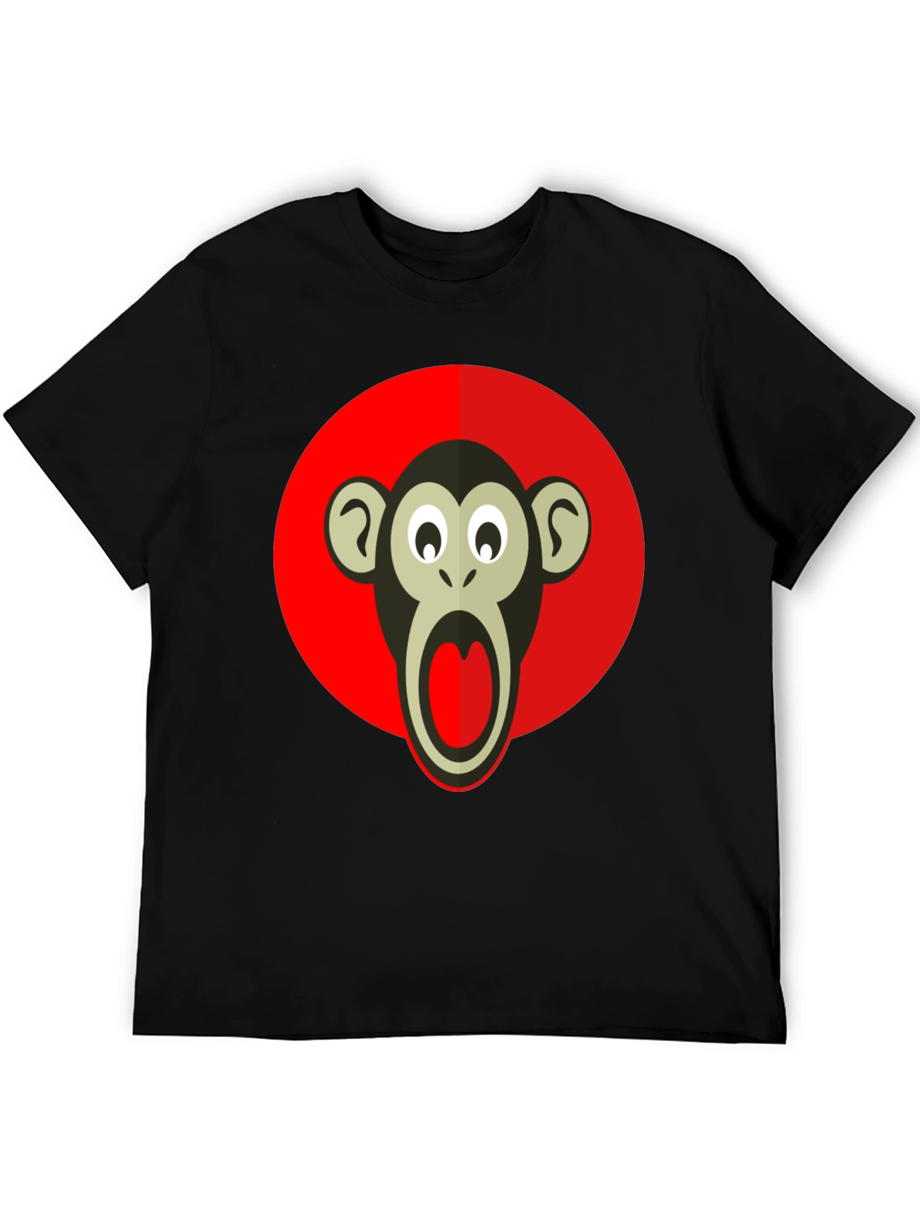 Monkey Graphic T-Shirt - Black Crew Neck