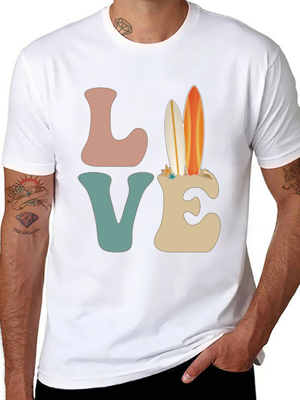 Retro Beach Surfboard Love Graphic T-Shirt